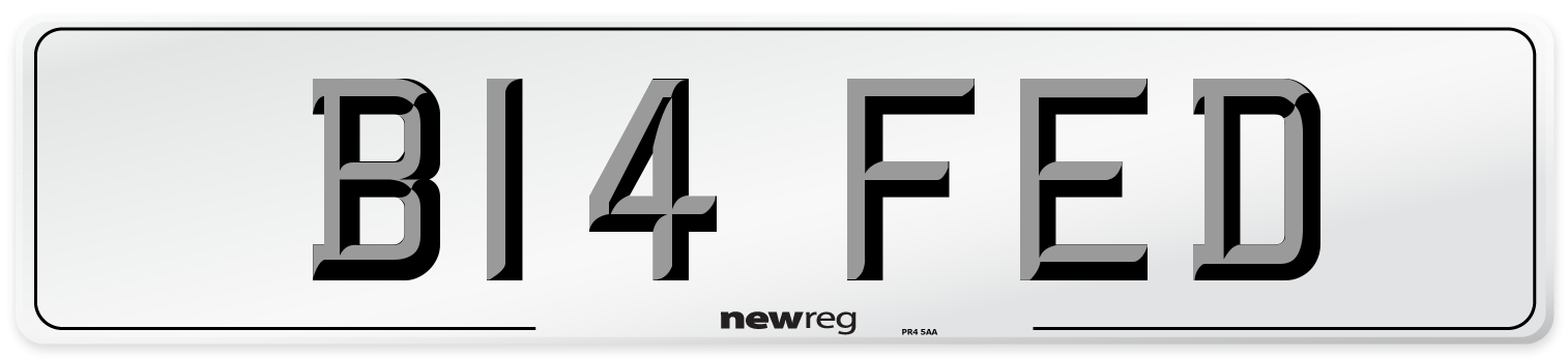 B14 FED Number Plate from New Reg